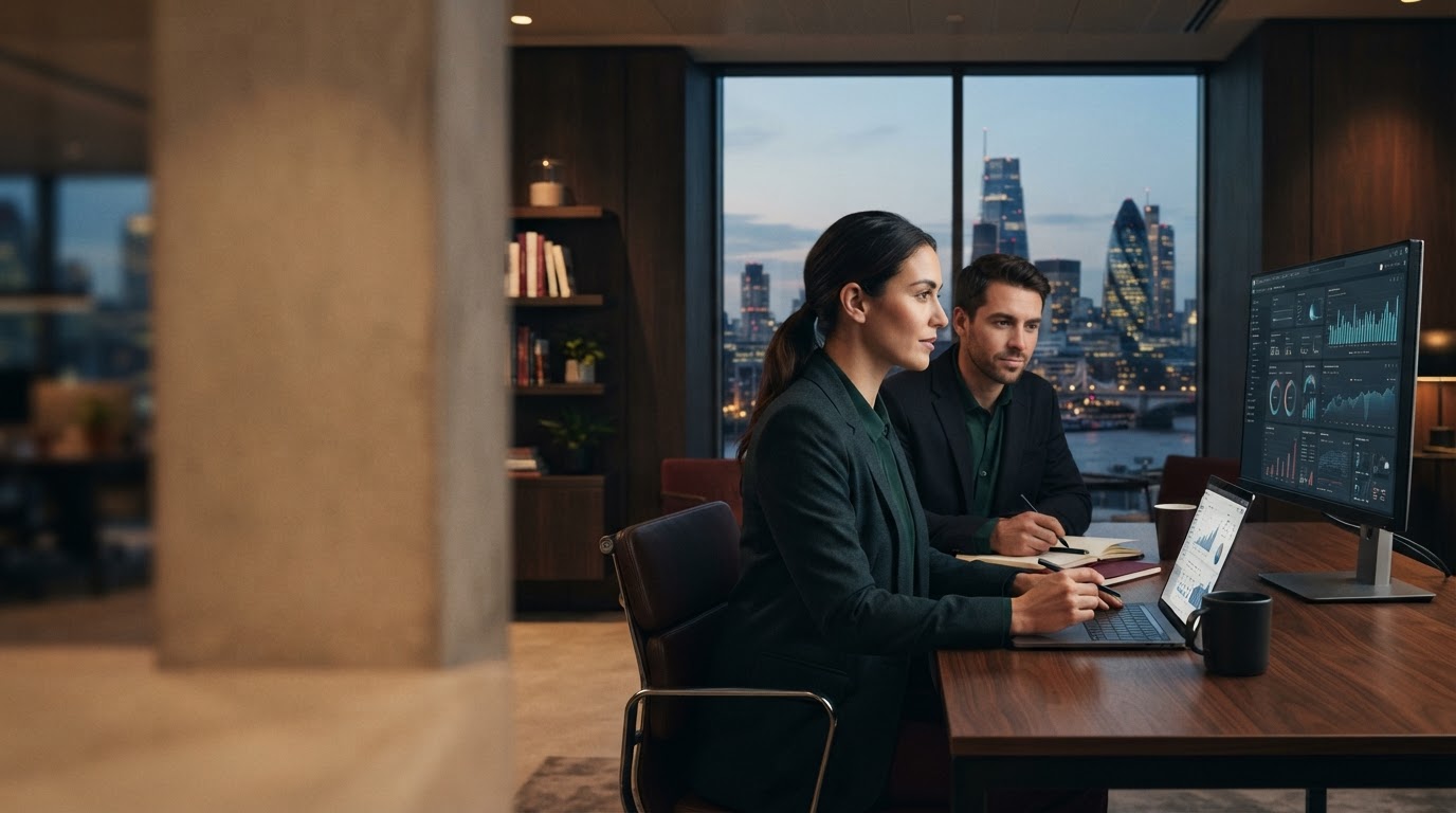 Lumeqaro AI advantages overview showing a calm, organised workspace
